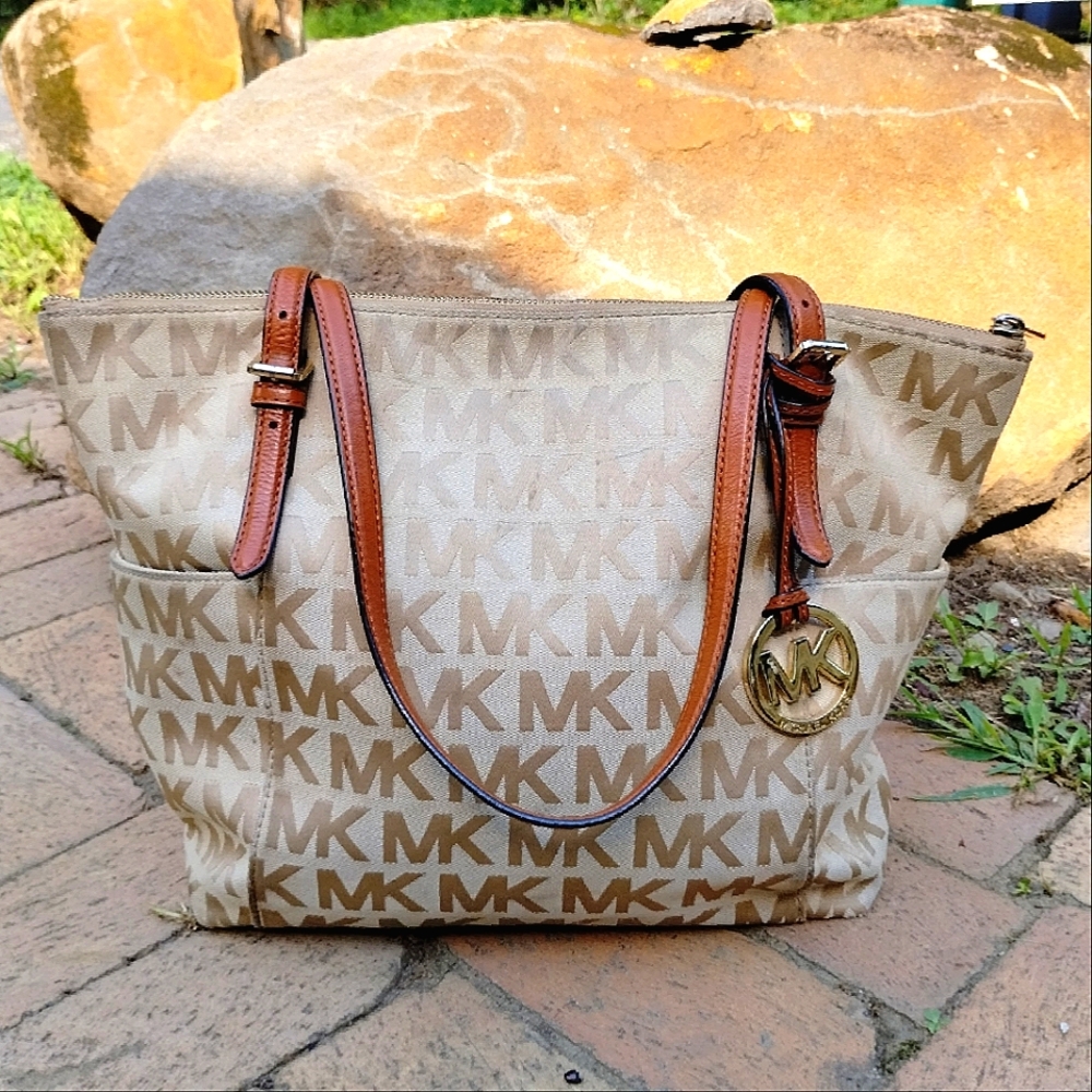 Vintage Michael Kors Logo East West Jet Set Tote Bag